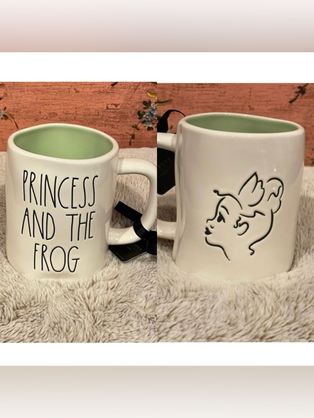 Rae Dunn x Disney Princess and the Frog Ceramic Mug with Mint Green Interior